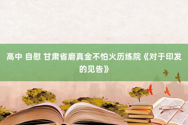 高中 自慰 甘肃省磨真金不怕火历练院《对于印发的见告》