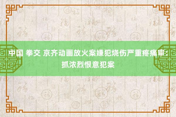 中国 拳交 京齐动画放火案嫌犯烧伤严重疼痛审：抓浓烈恨意犯案