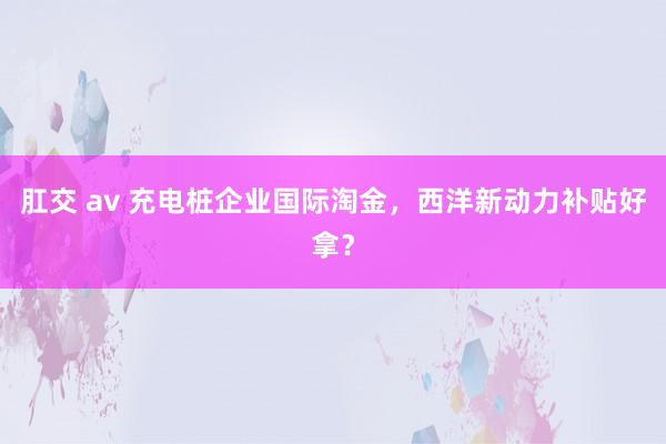 肛交 av 充电桩企业国际淘金，西洋新动力补贴好拿？